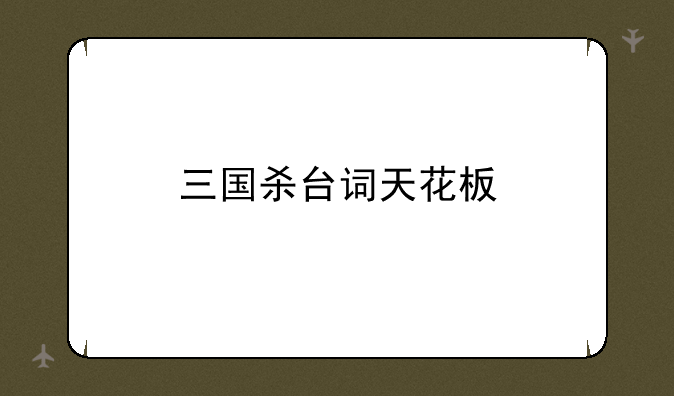 三国杀台词天花板