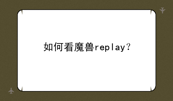 如何看魔兽replay？