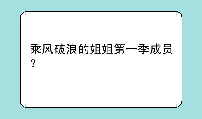 乘风破浪的姐姐第一季成员？