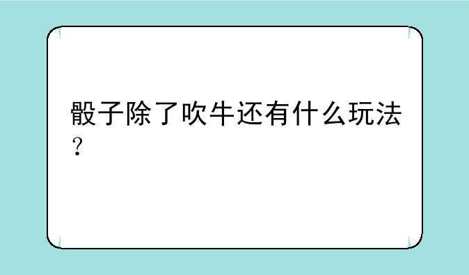 骰子除了吹牛还有什么玩法？