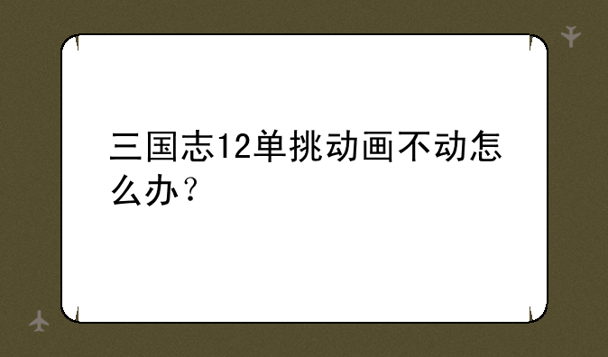 三国志12单挑动画不动怎么办？