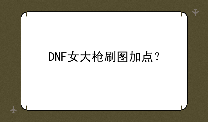 DNF女大枪刷图加点？