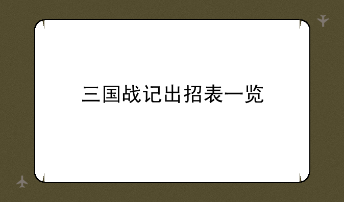 三国战记出招表一览
