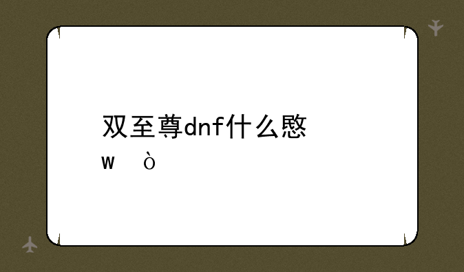 双至尊dnf什么意思？