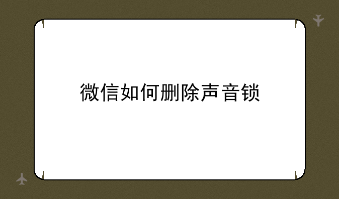 微信如何删除声音锁