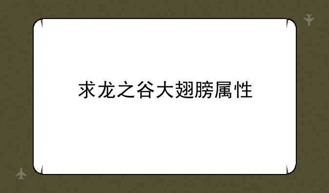 求龙之谷大翅膀属性