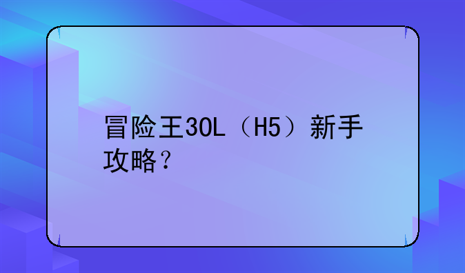 冒险王3OL（H5）新手攻略？