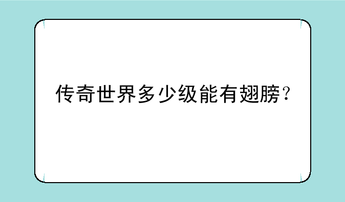 传奇世界多少级能有翅膀？