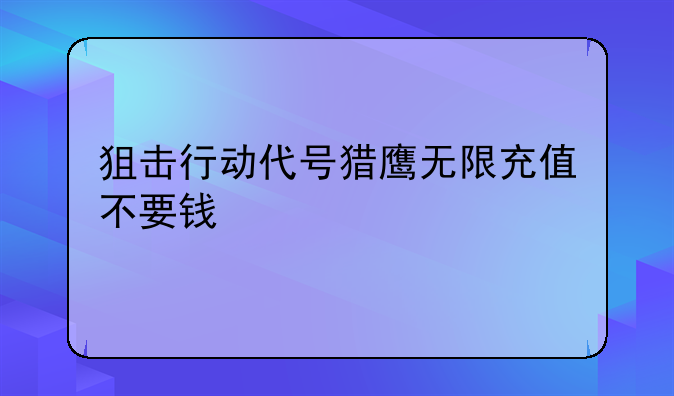 狙击行动代号猎鹰无限充值不要钱