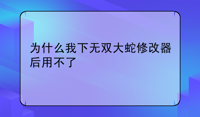 为什么我下无双大蛇修改器后用不了