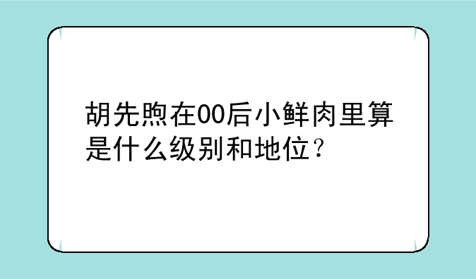 胡先煦在00后小鲜肉里算是什么级别和地位？