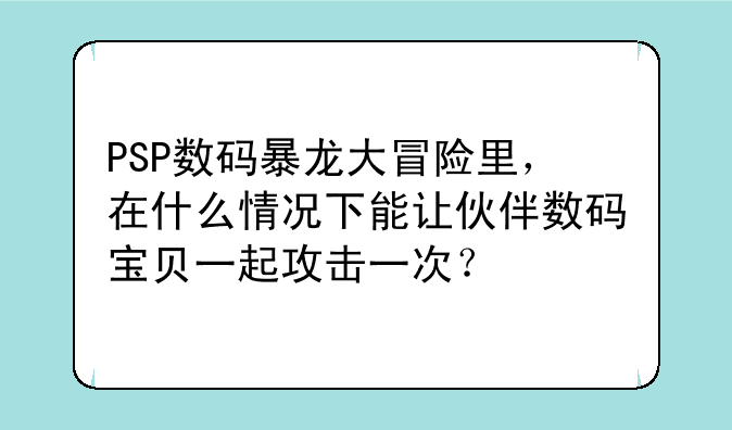 PSP数码暴龙大冒险里，在什么情况下能让伙伴数码宝贝一起攻击一次？