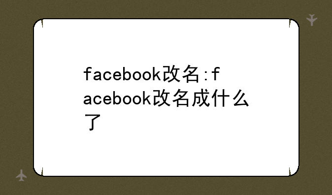 facebook改名:facebook改名成什么了