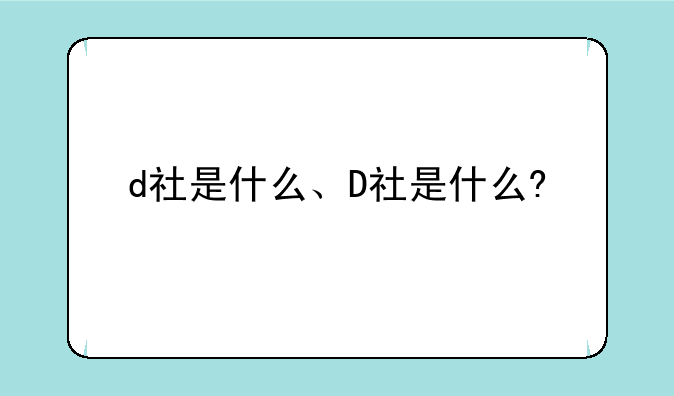 d社是什么、D社是什么?