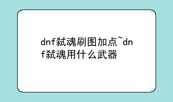 dnf弑魂刷图加点~dnf弑魂用什么武器