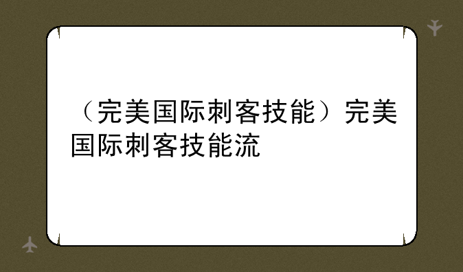 （完美国际刺客技能）完美国际刺客技能流