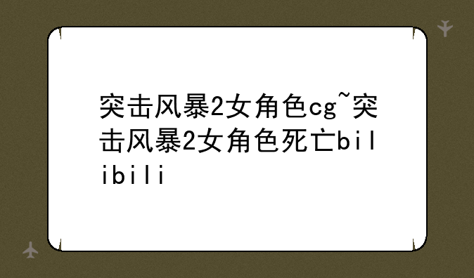 突击风暴2女角色cg~突击风暴2女角色死亡bilibili