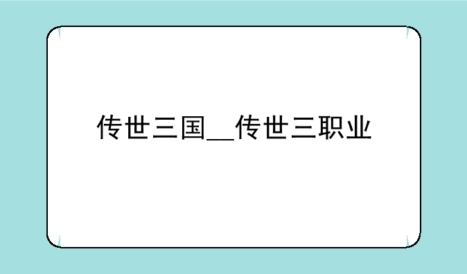 传世三国__传世三职业