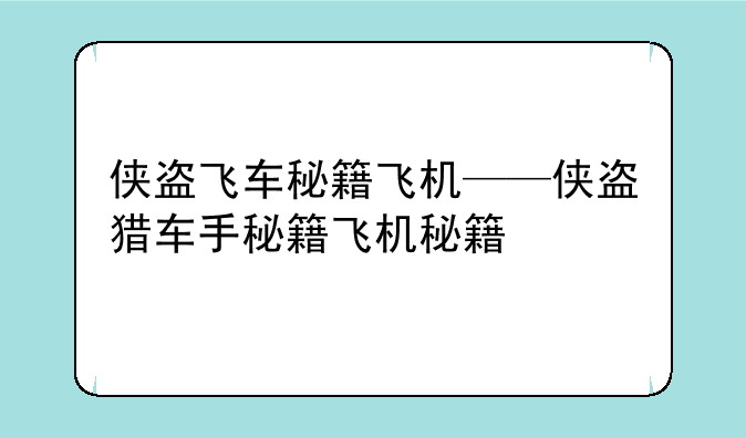 侠盗飞车秘籍飞机——侠盗猎车手秘籍飞机秘籍