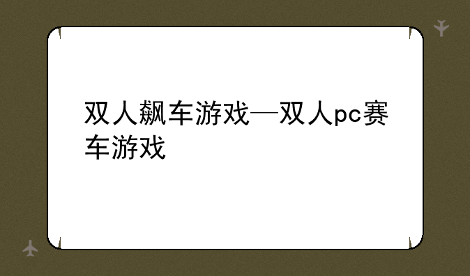 双人飙车游戏—双人pc赛车游戏